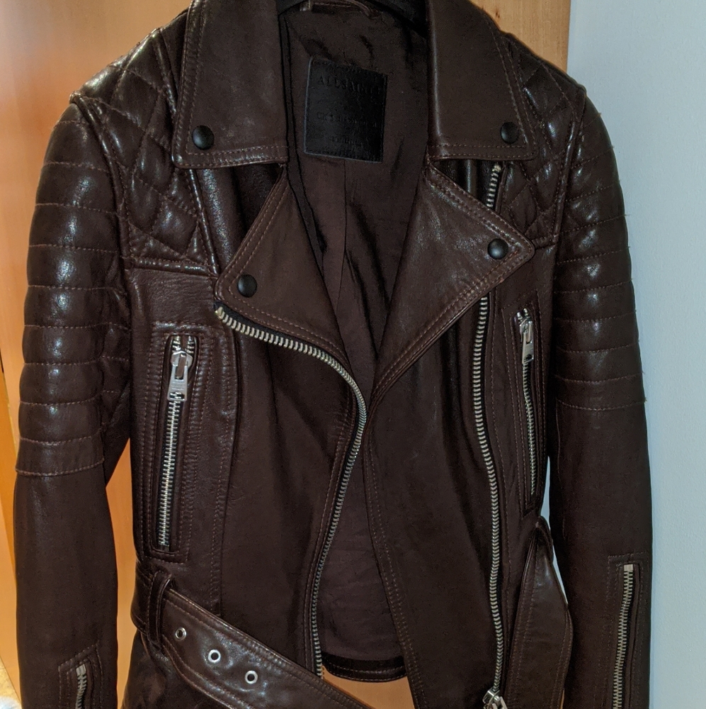 All saint brown leather jacket